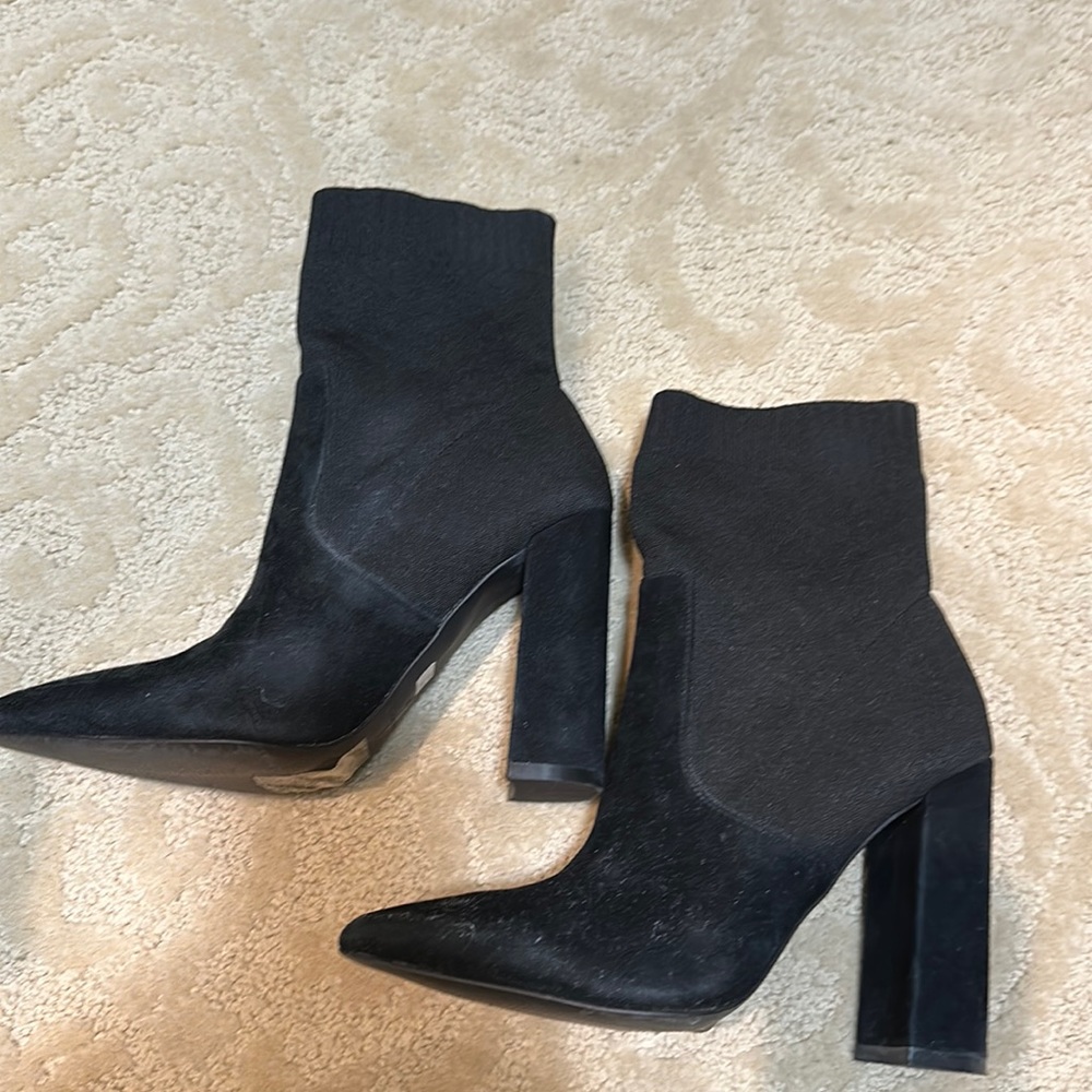 Kendall + Kylie black suede and knitted booties